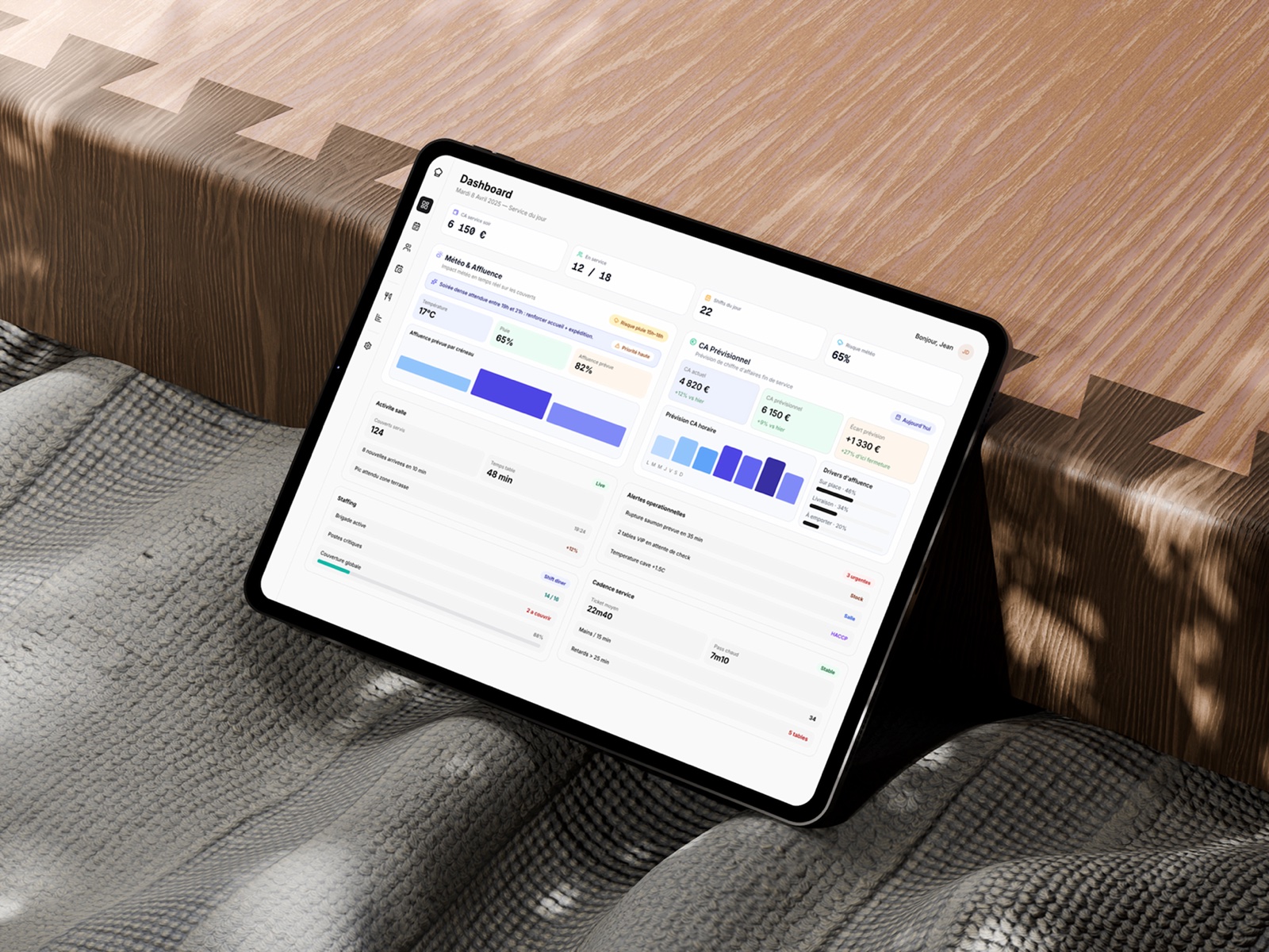 Tableau de bord Unitable sur tablette